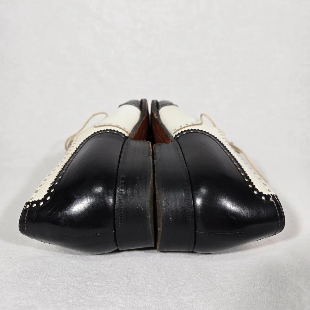 Vintage SPECTATOR COLE HAAN Black&White Wingtip Oxford Dress Shoes Size 9D ITALY - Picture 14 of 17